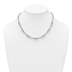 Sterling Silver Polished and Multi-Size Beads 17 Inch Necklace QG6944-17