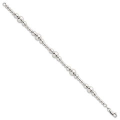Sterling Silver Polished and Multi-Size Beads 7.5 Inch Bracelet QG6944-7.5