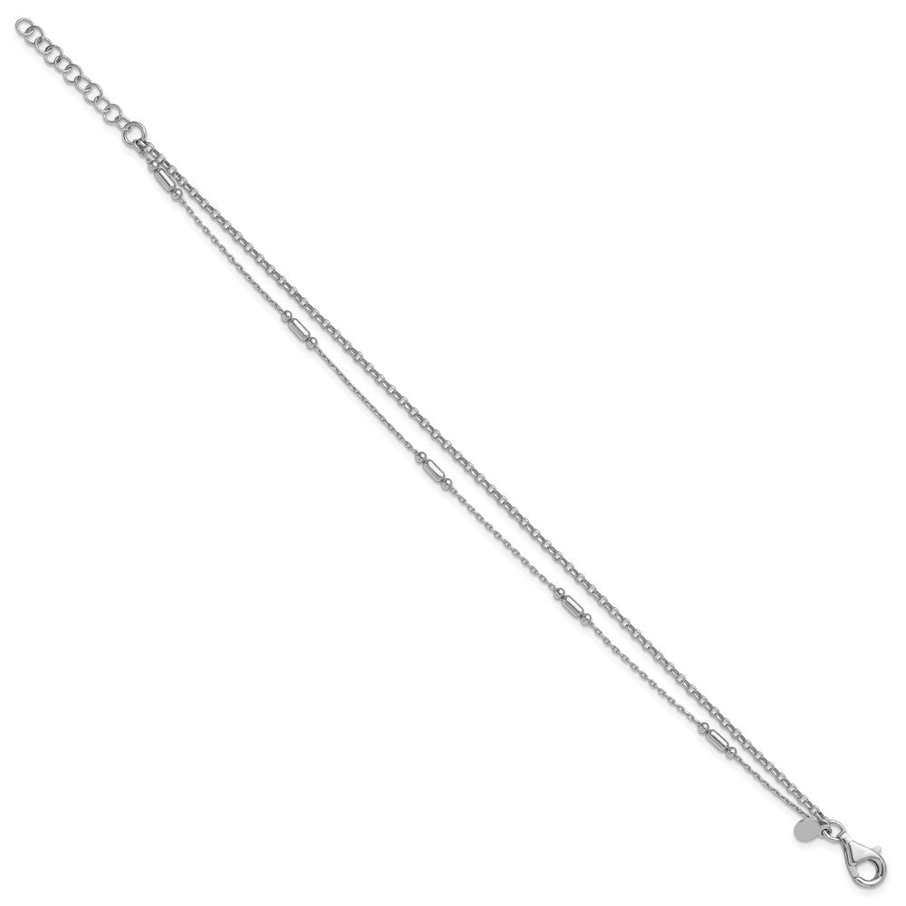 Sterling Silver Rhodium-plated Polished 2-strand 7 inch with 1 inch extender Bracelet QG6947-7