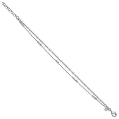 Sterling Silver Rhodium-plated Polished 2-strand 7 inch with 1 inch extender Bracelet QG6947-7