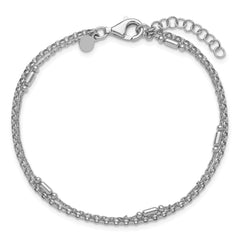 Sterling Silver Rhodium-plated Polished 2-strand 7 inch with 1 inch extender Bracelet QG6947-7