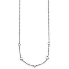 Sterling Silver Rhodium-plated Polished Five Puffed Hearts 16 inch with 2 inch Extender Necklace QG6951-16