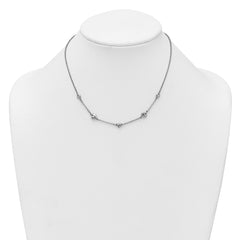 Sterling Silver Rhodium-plated Polished Five Puffed Hearts 16 inch with 2 inch Extender Necklace QG6951-16