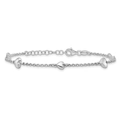 Sterling Silver Rhodium-plated Polished Five Puffed Hearts 7 inch with 1 inch Extender Bracelet QG6951-7