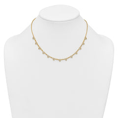 Sterling Silver Gold-tone Polished Pave CZ Hearts 16 Inch with 2 Inch Extension Necklace QG6955GP-16