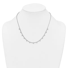 Sterling Silver Rhodium-plated Polished Pave CZ Hearts 16 Inch with 2 Inch Extension Necklace QG6956-16