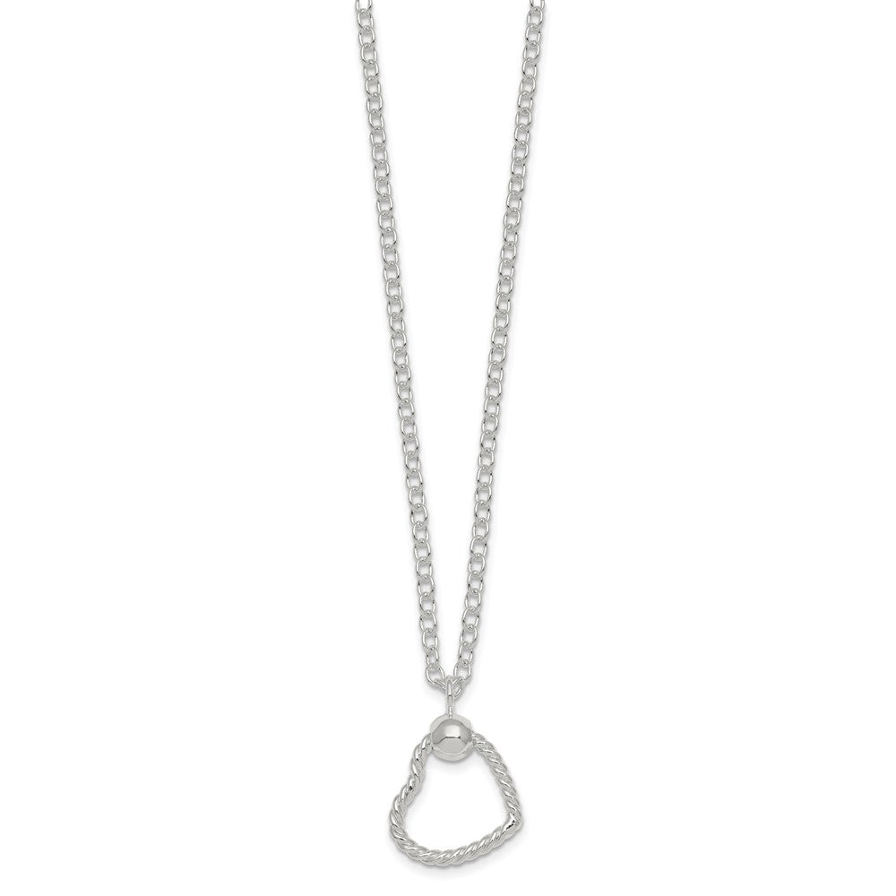 Sterling Silver Polished and Twisted Heart 18 Inch Cable Chain Necklace QG6961-18