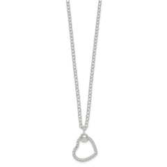 Sterling Silver Polished and Twisted Heart 18 Inch Cable Chain Necklace QG6961-18