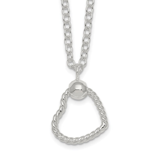 Sterling Silver Polished and Twisted Heart 18 Inch Cable Chain Necklace QG6961-18