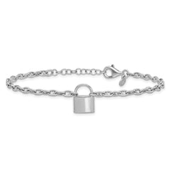 Sterling Silver Rhodium-plated 7 inch with 1 inch extender Lock Bracelet QG6965-7