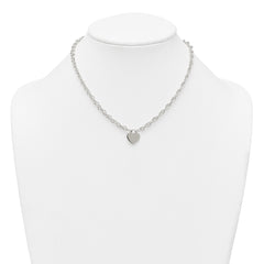 Sterling Silver Polished Fancy Engravable Heart Disc on Rope Chain 16 Inch with 2 Inch Extension Necklace QG6967-16
