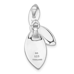 Sterling Silver Rhodium-plated Brushed and Polished Fancy Leaves Chain Slide Pendant QG6969P