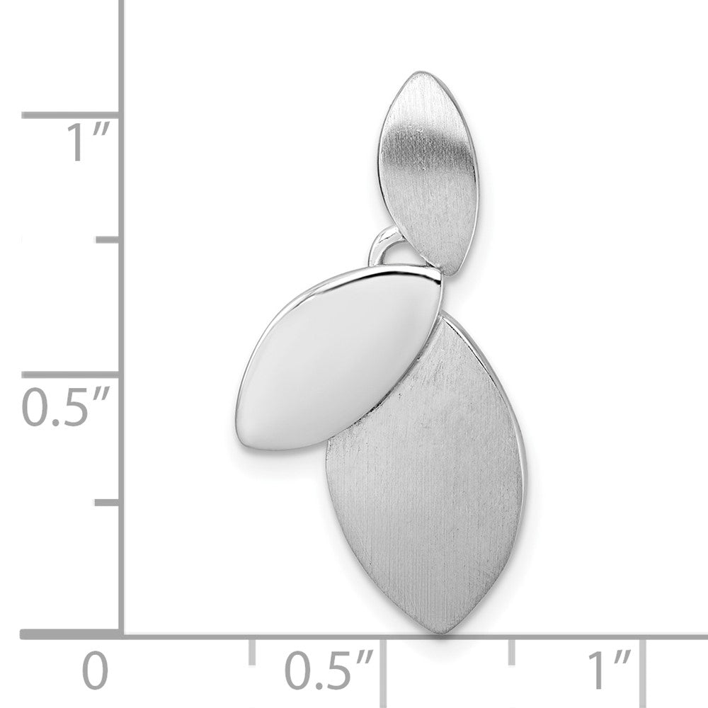 Sterling Silver Rhodium-plated Brushed and Polished Fancy Leaves Chain Slide Pendant QG6969P