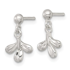 QG6970E Sterling Silver Polished Three Leaf Dangle Post Earrings