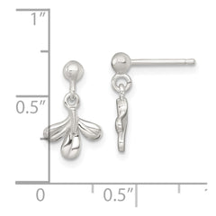 QG6970E Sterling Silver Polished Three Leaf Dangle Post Earrings