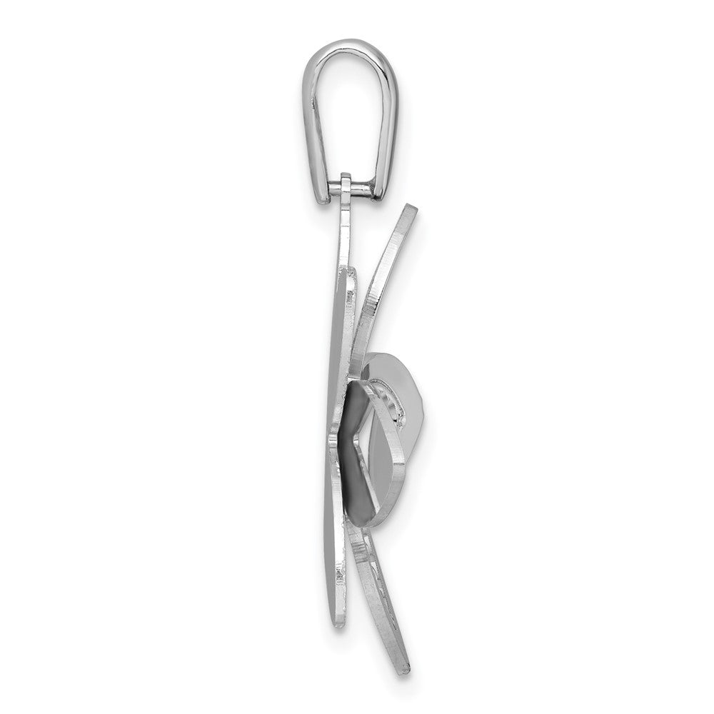 Sterling Silver Rhodium-plated Polished Brushed and Textured Flower Pendant QG6974P