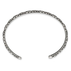 Sterling Silver Antiqued Floral 6.5mm Cuff Bangle Bracelet QG6975B