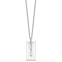 Sterling Silver Open Rectangle with Mother of Pearl Dangles 18.25 inch Necklace QG6984-18.25