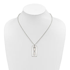 Sterling Silver Open Rectangle with Mother of Pearl Dangles 18.25 inch Necklace QG6984-18.25