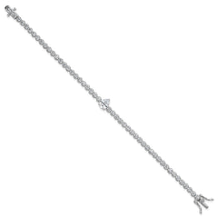 Sterling Silver Rhodium-plated Polished Round and Pear Teardrop CZ 7.25 Inch Bracelet QG6992-7.25