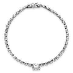 Sterling Silver Rhodium-plated Polished Fancy Oval and Round CZ 7.25 Inch Bracelet QG6993-7.25