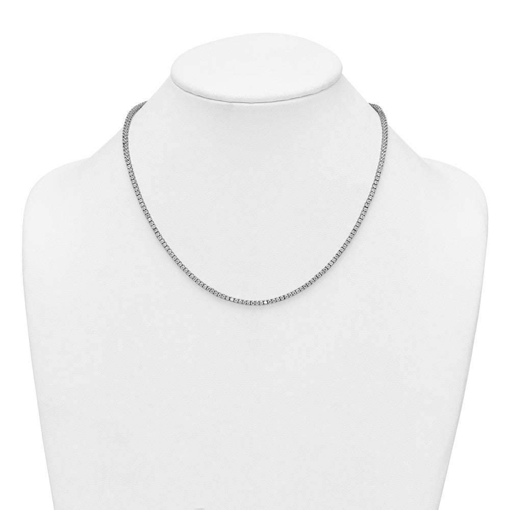 Sterling Silver Rhodium-plated CZ 18 inch Tennis Necklace QG6994-18