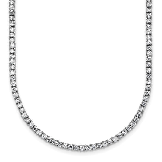 Sterling Silver Rhodium-plated CZ 18 inch Tennis Necklace QG6994-18