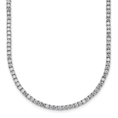 Sterling Silver Rhodium-plated CZ 18 inch Tennis Necklace QG6994-18