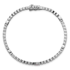 Sterling Silver Rhodium-plated Polished and Beaded Fancy Oval Red and Round White CZ 7 Inch Bracelet QG6996-7