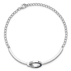 Sterling Silver White and Black Rhodium-plated White and Blue CZ Open Circle 7.25 inch Bracelet QG7003-7.25