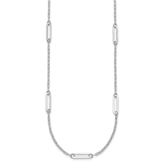 Sterling Silver Rhodium-plated Polished Paperclip Link 9-Station 24 Inch Necklace QG7012-24