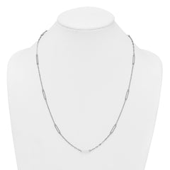 Sterling Silver Rhodium-plated Polished Paperclip Link 9-Station 24 Inch Necklace QG7012-24