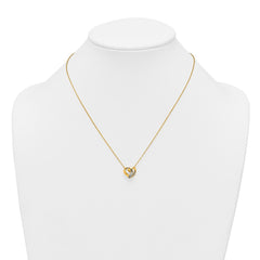 Sterling Silver Gold-tone Polished CZ Love Knot Heart 18 inch Necklace QG7032GP-18