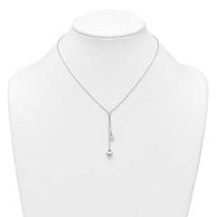 Sterling Silver Polished Two Heart 16 inch Lariat Necklace QG7040-16