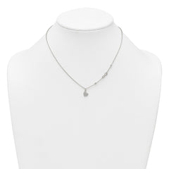 Sterling Silver Polished Beaded White CZ Infinity and Heart 16 inch with 2 inch Extension Necklace QG7041-16