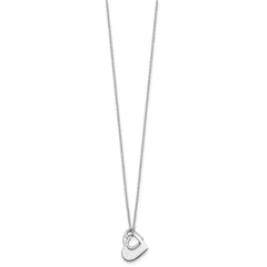 Sterling Silver Rhodium-plated Heart With Heart Cutout 16 inch with 2 inch Extension Necklace QG7042-16