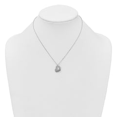 Sterling Silver Rhodium-plated Heart With Heart Cutout 16 inch with 2 inch Extension Necklace QG7042-16