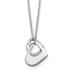 Sterling Silver Rhodium-plated Heart With Heart Cutout 16 inch with 2 inch Extension Necklace QG7042-16