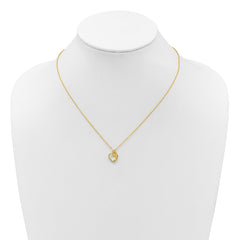 Sterling Silver Gold-tone Polished Mother of Pearl and CZ Heart and Dolphin 16 Inch with 2 Inch Extension Necklace QG7047GP-16