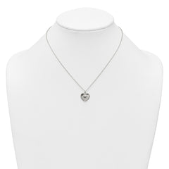 Sterling Silver Polished and Textured Heart 16 inch with 2 inch Extension Necklace QG7050-16