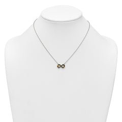 Sterling Silver with Gold-tone Polished and Antiqued Beaded Infinity Charm 16 inch Necklace QG7053-16