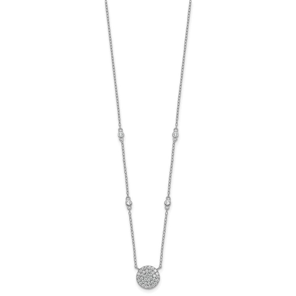 Sterling Silver Rhodium-plated Polished Pave CZ Circle 18 Inch Necklace QG7054-18