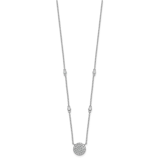Sterling Silver Rhodium-plated Polished Pave CZ Circle 18 Inch Necklace QG7054-18