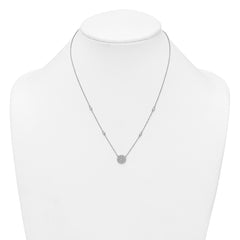 Sterling Silver Rhodium-plated Polished Pave CZ Circle 18 Inch Necklace QG7054-18