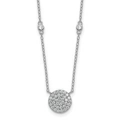 Sterling Silver Rhodium-plated Polished Pave CZ Circle 18 Inch Necklace QG7054-18
