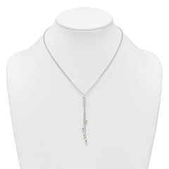 Sterling Silver Polished and Beaded Multi-strand 16.5 inch with 1.25 inch Extension Lariat Necklace QG7055-16.5