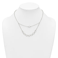 Sterling Silver Polished and Textured Circles Multi-strand 16 inch with 2 inch Extension Necklace QG7056-16