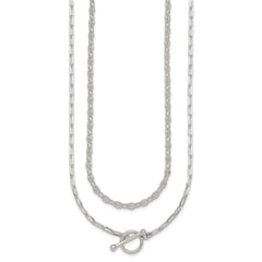 Sterling Silver Polished Fancy Double Strand 16 inch with 2 inch Extension Chain Necklace QG7057-16