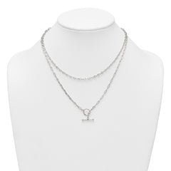 Sterling Silver Polished Fancy Double Strand 16 inch with 2 inch Extension Chain Necklace QG7057-16