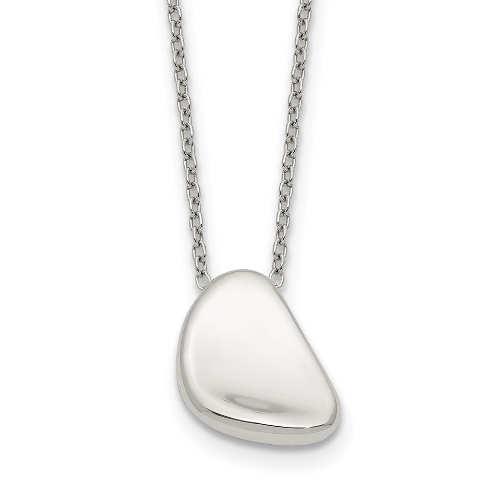 Sterling Silver Polished Pebble 16 Inch with 2 Inch Extension Necklace ...